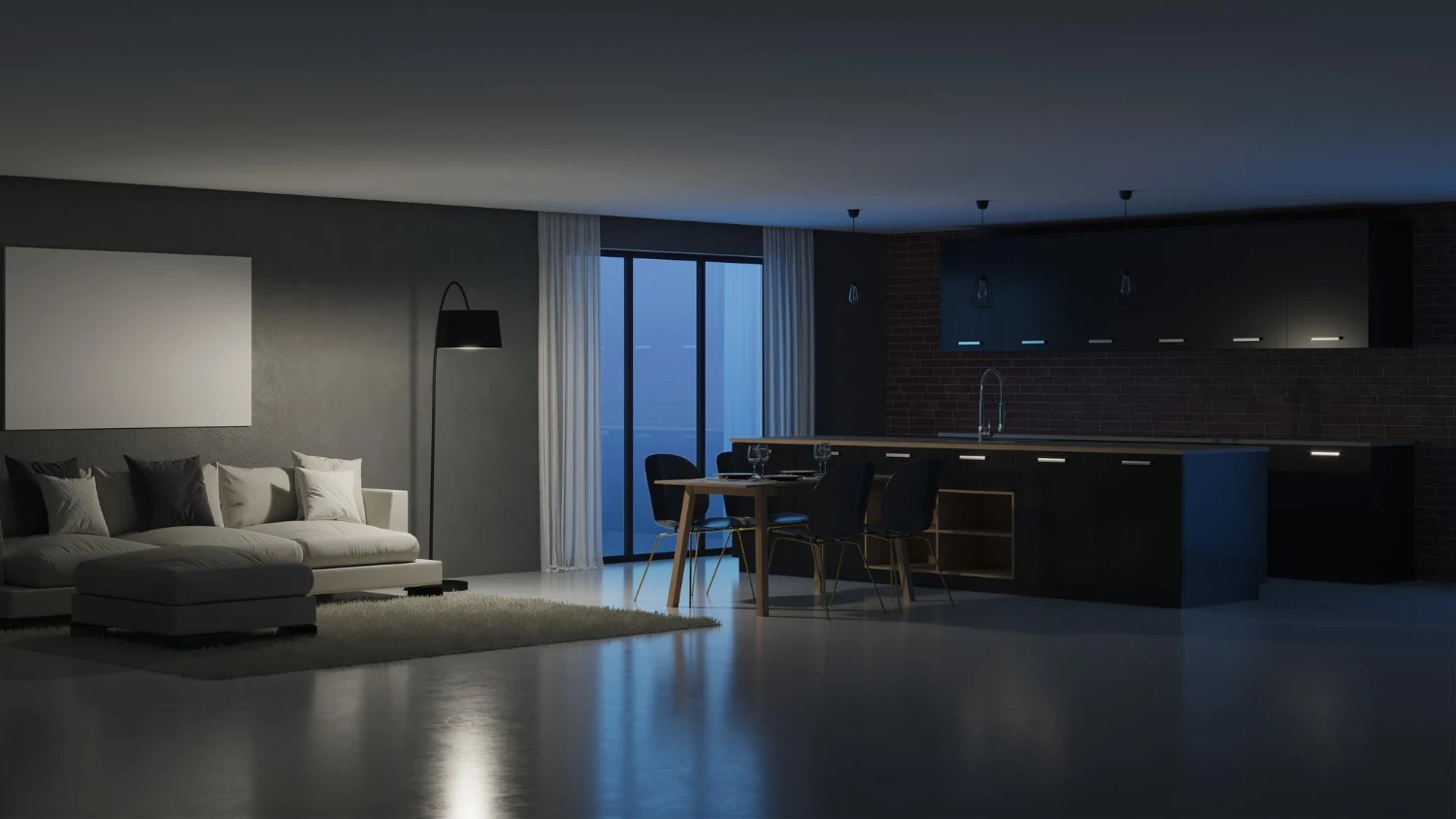 Interior space bathed in natural light