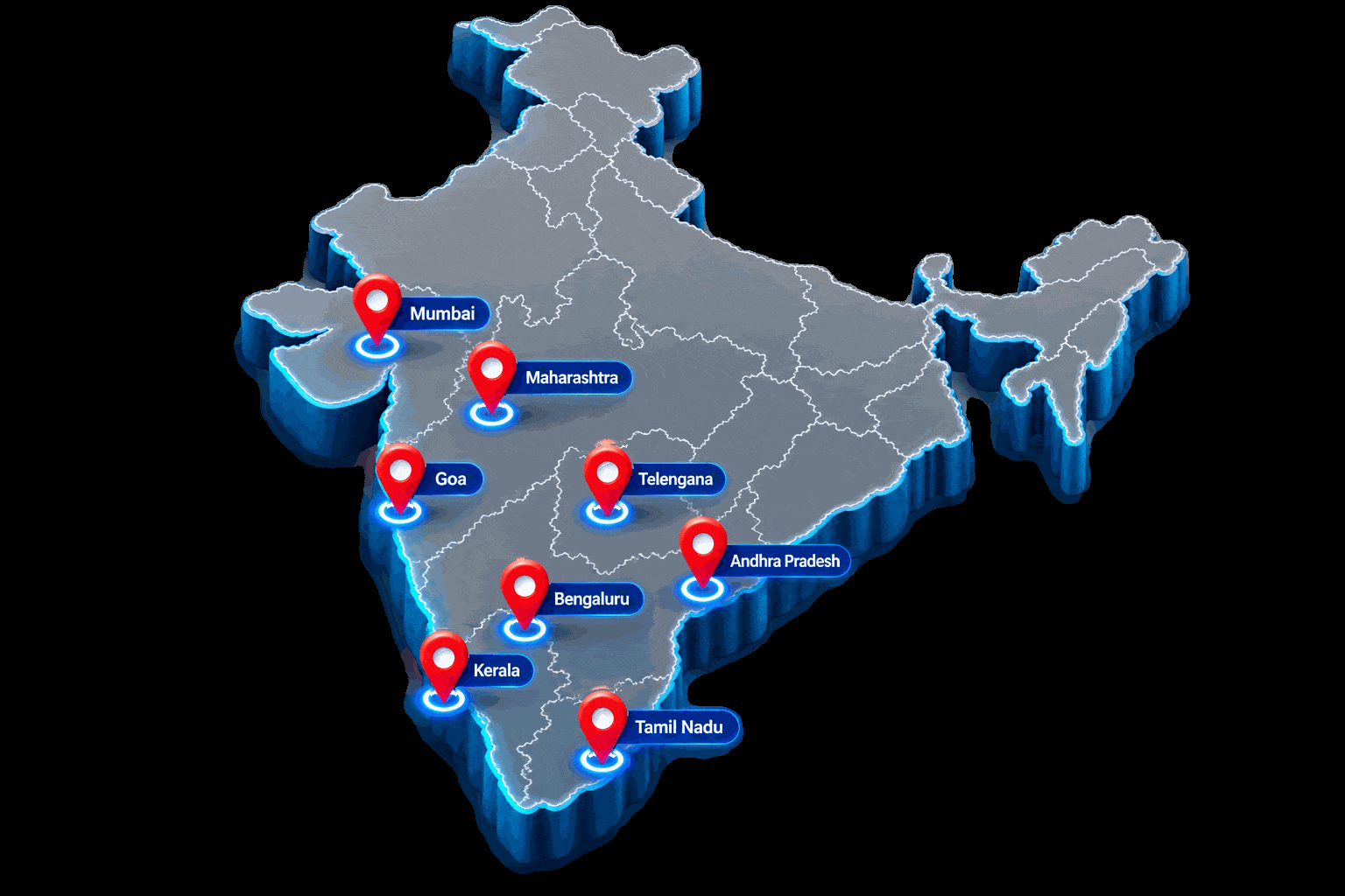 Map showing Hompac's presence across the industry